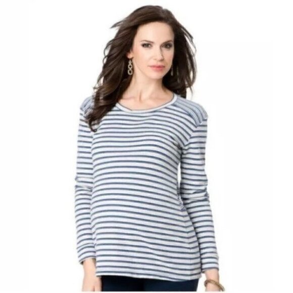 Splendid Top Maternity M Long Sleeve Striped Scoop Neck Baby Bump Comfortable - Picture 1 of 11